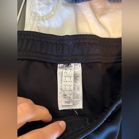 adidas Black skinny Track Pants with White Stripes with ankle zippers - Picture 6 of 7